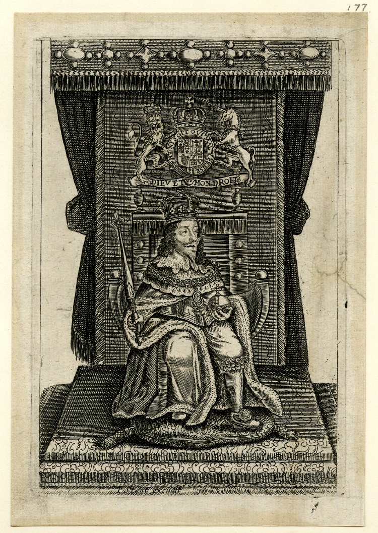 Portrait of Charles I enthroned, engraving © Trustees of the British Museum