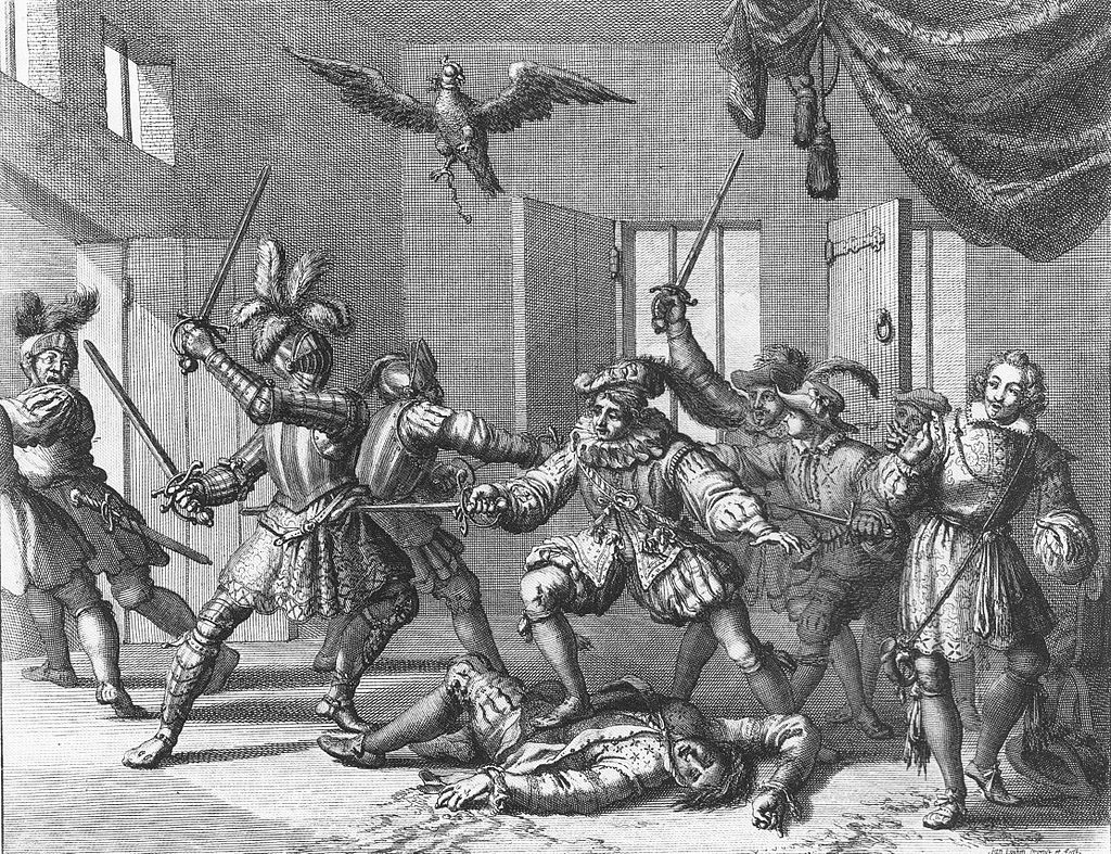 The Gowrie Conspiracy; engraving by Jan Luyken (1649-1712), via Wikimedia Commons