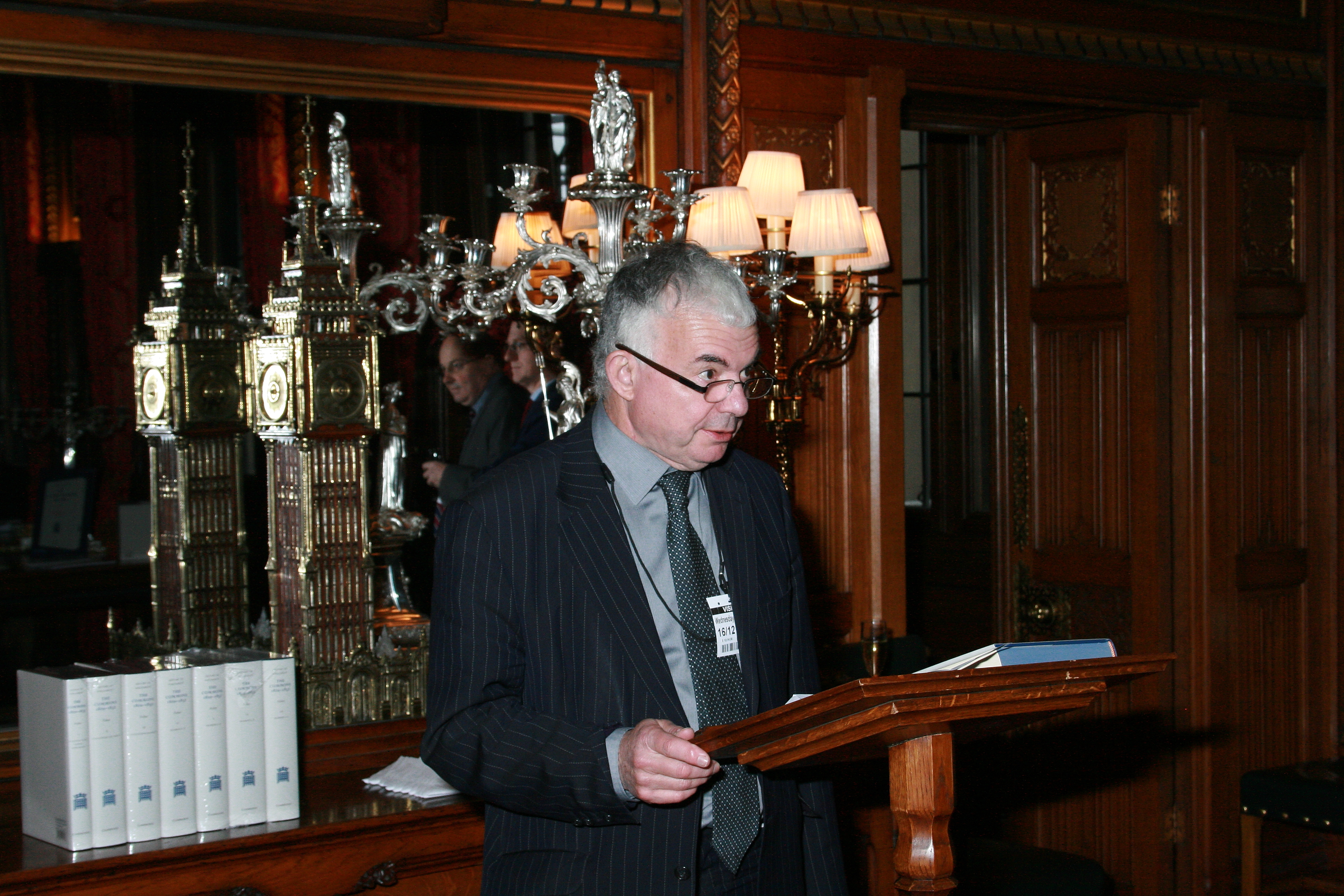 Professor Langford at the launch of the Commons 1820-32 volumes, in 2009
