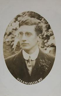 Postcard of Howard Thomas Cawley to celebrate his 1910 election (via wikipedia).