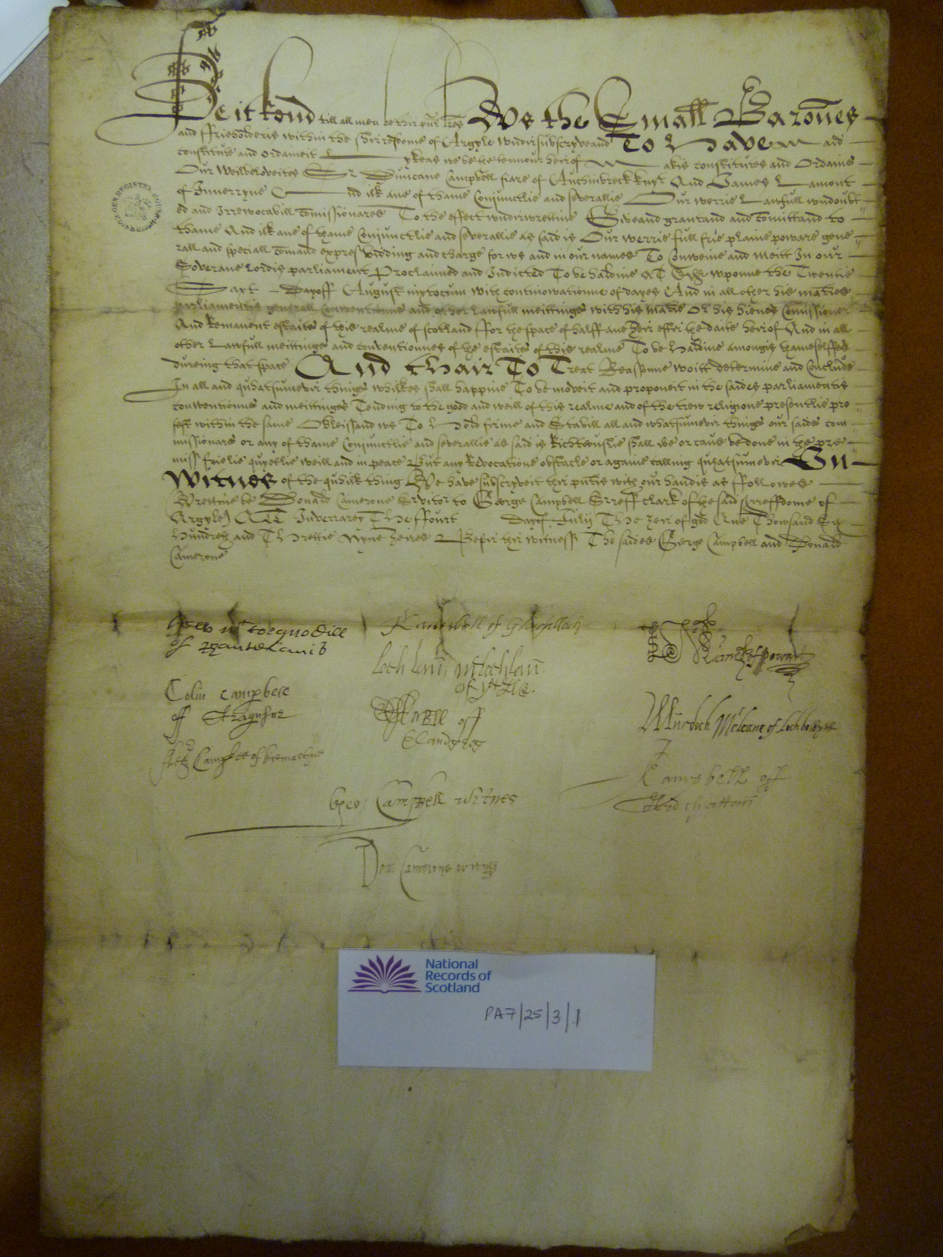 Argyll commission 1639 (Crown copyright, NRS PA7/25/3/1)