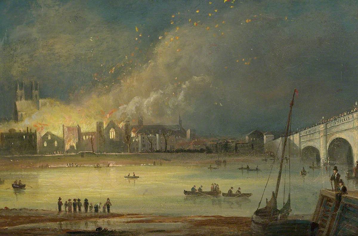 unknown artist; The Burning of the Houses of Parliament