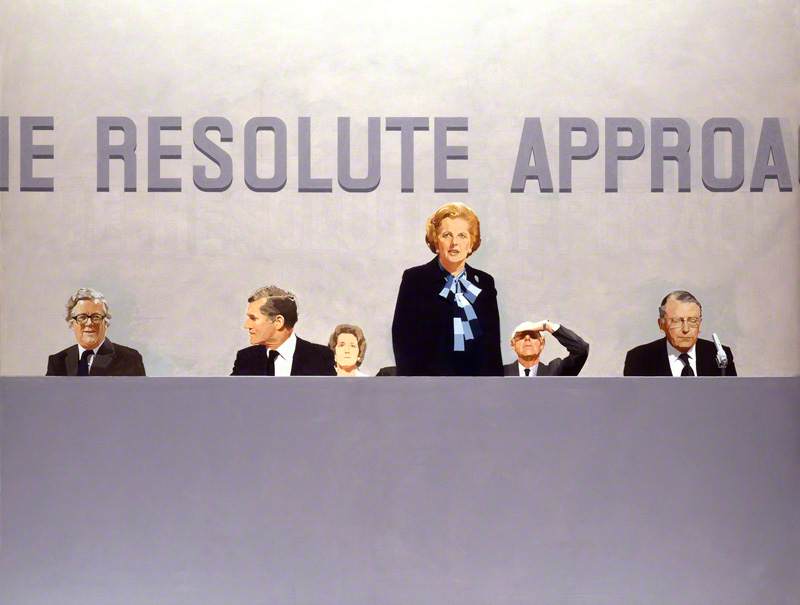 Brason, Paul, b.1952; Conservative Party Conference, Brighton 1982 (Geoffrey Howe; Cecil Edward Parkinson, Baron Parkinson; Ann Mary Parkinson, Lady Parkinson; Margaret Hilda Thatcher, nee Roberts, Baroness Thatcher; Sir Denis Thatcher, 1st Bt; Francis Les